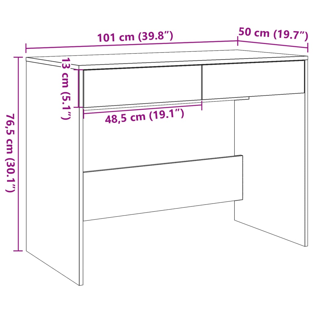 vidaXL Schreibtisch Altholz-Optik 101x50x76,5 cm Holzwerkstoff