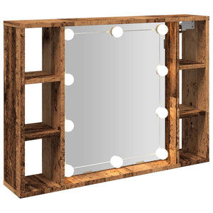 vidaXL Spiegelschrank mit LED-Leuchten Altholz-Optik 76x15x55 cm