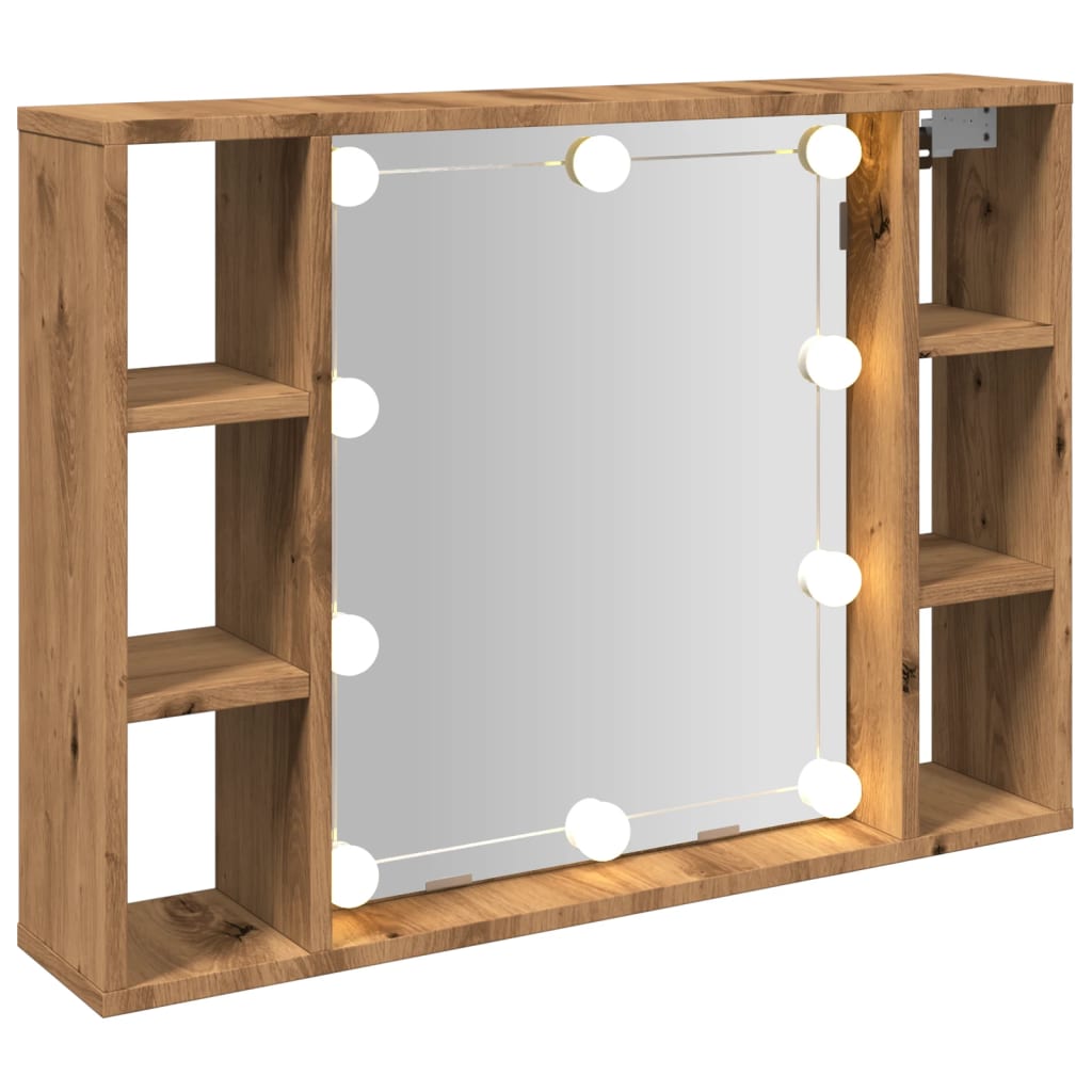 vidaXL Spiegelschrank mit LED-Leuchten Artisan-Eiche 76x15x55 cm