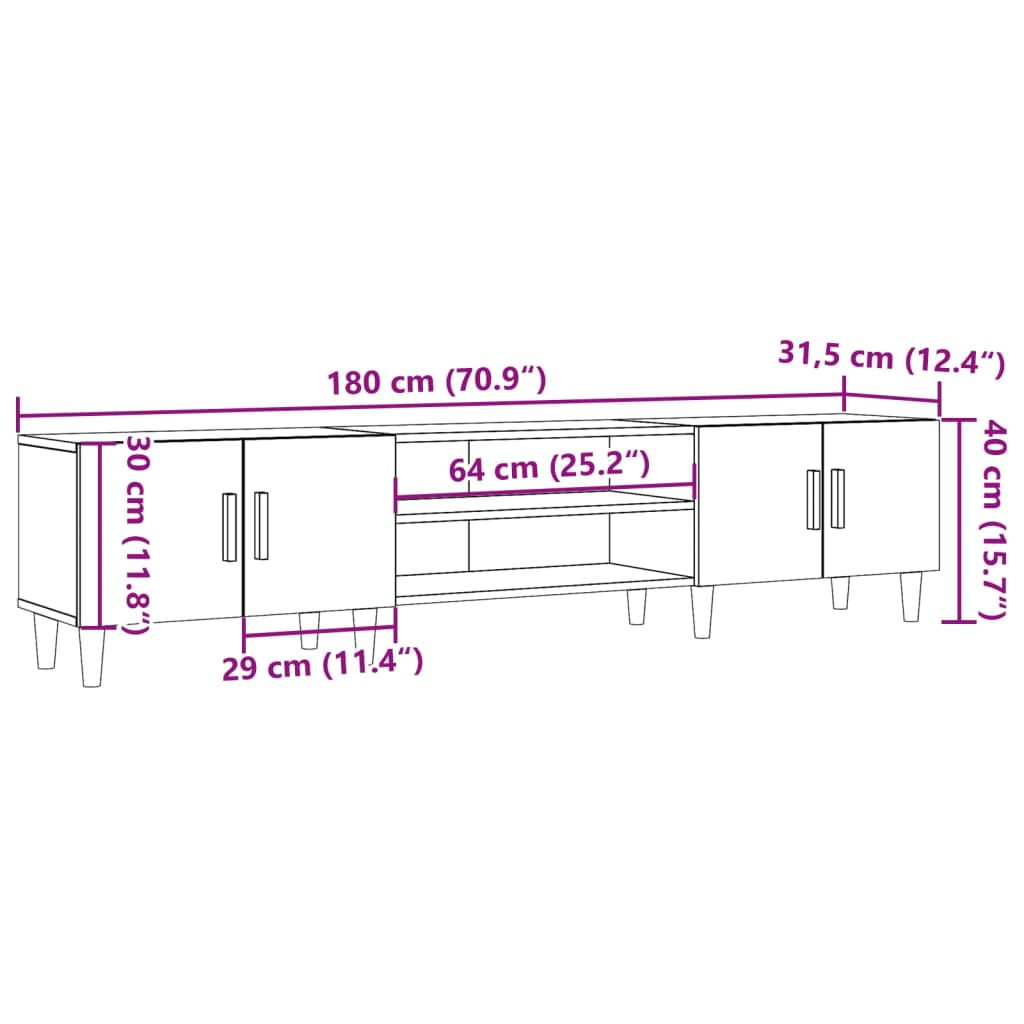 vidaXL TV-Schrank Altholz-Optik 180x31,5x40 cm Holzwerkstoff