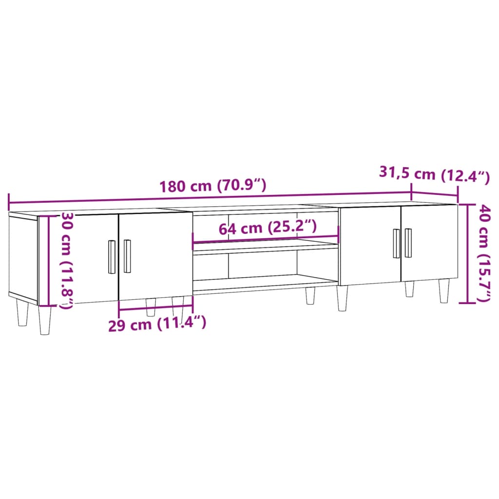 vidaXL TV-Schrank Artisan-Eiche 180x31,5x40 cm Holzwerkstoff