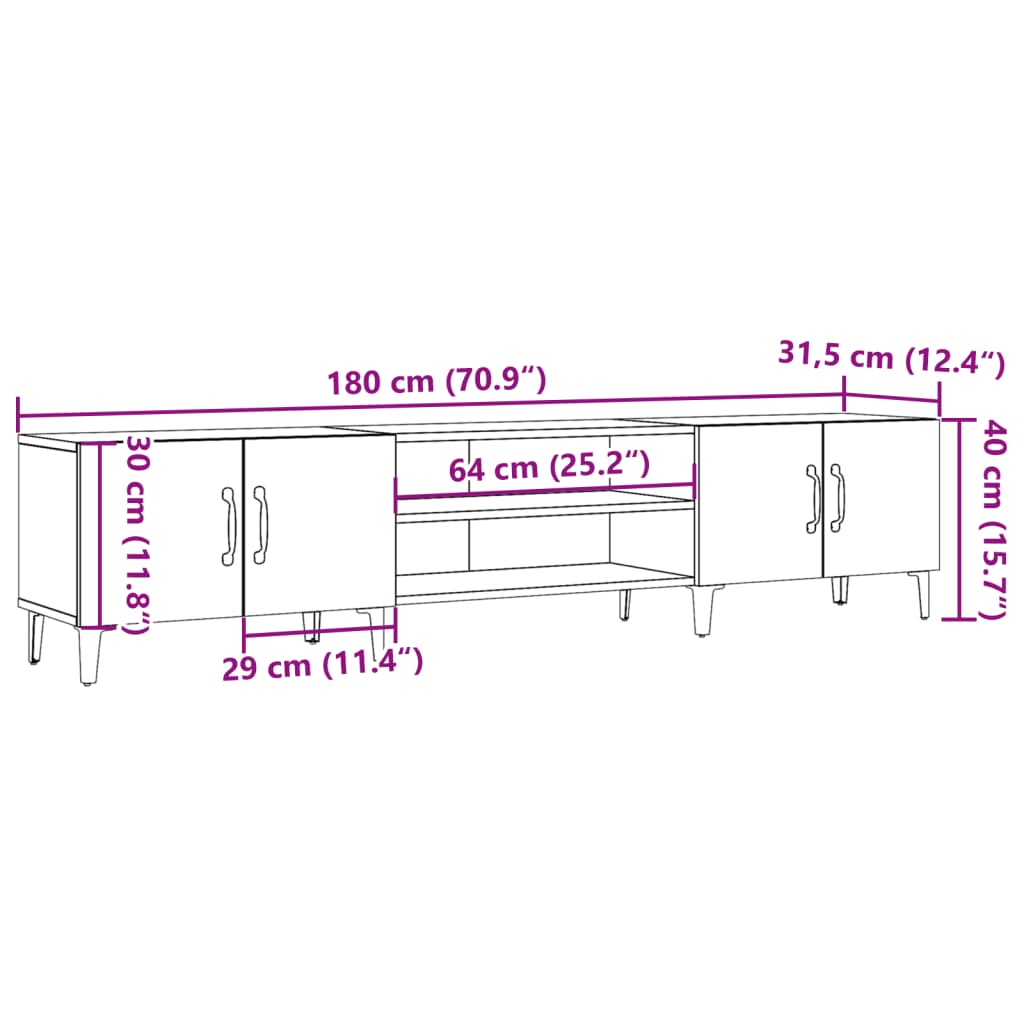 vidaXL TV-Schrank Altholz-Optik 180x31,5x40 cm Holzwerkstoff