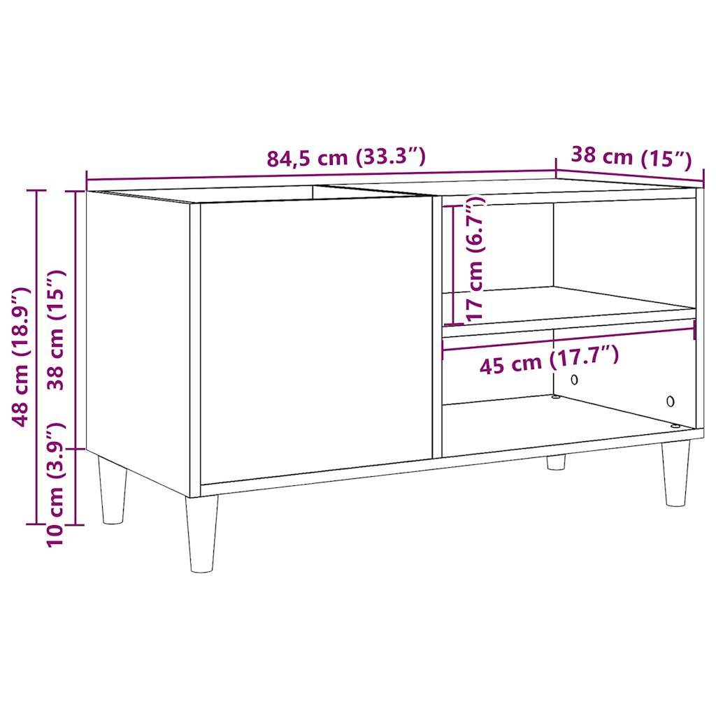 vidaXL Plattenschrank Altholz-Optik 84,5x38x48 cm Holzwerkstoff