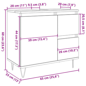 vidaXL Waschbeckenunterschrank Betongrau 65x33x60 cm Holzwerkstoff