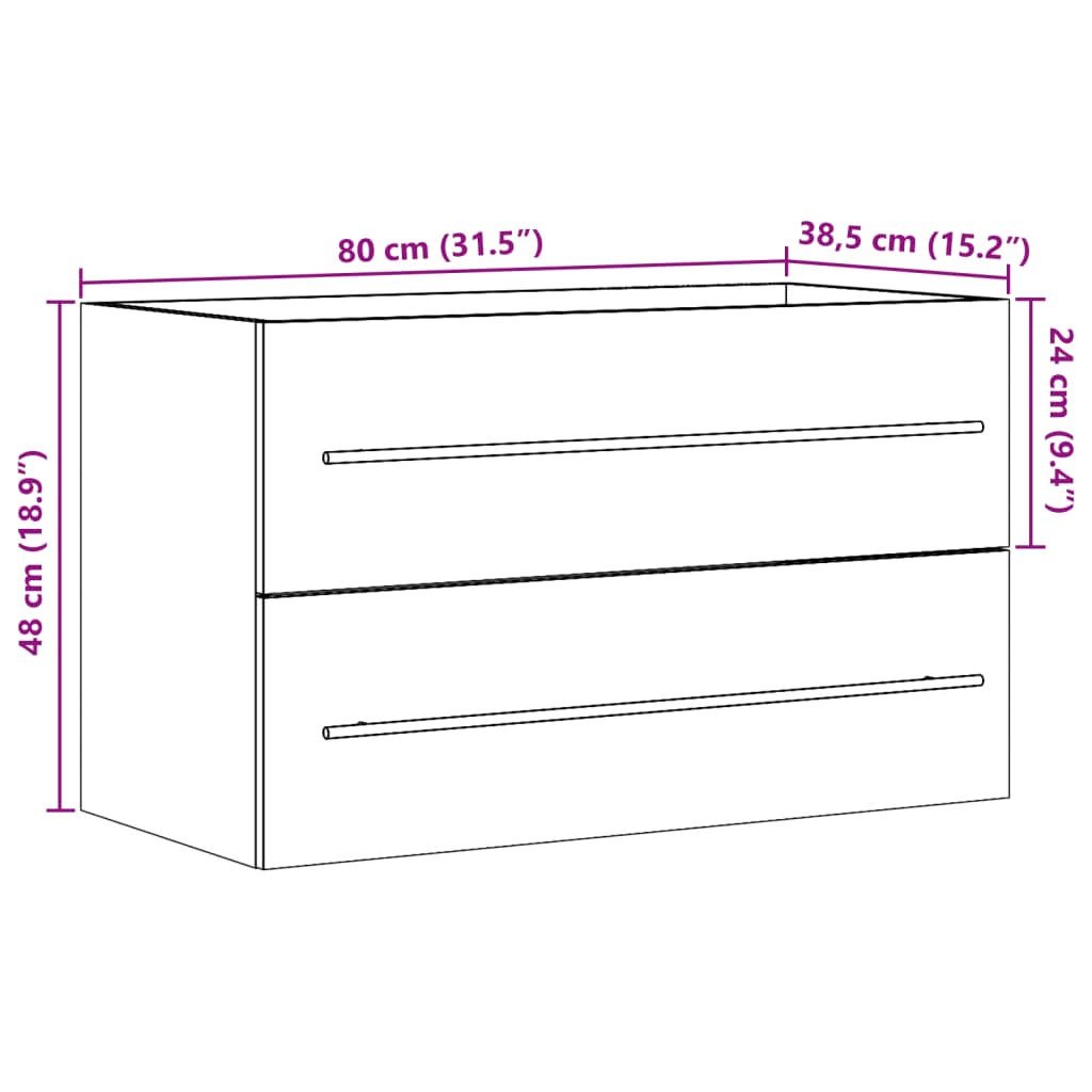 vidaXL Waschbeckenunterschrank Altholz-Optik 80x38,5x48 cm