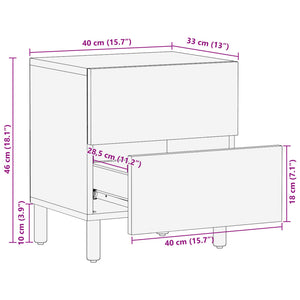 vidaXL Nachttisch Schwarz 40x33x46 cm Massivholz Mango