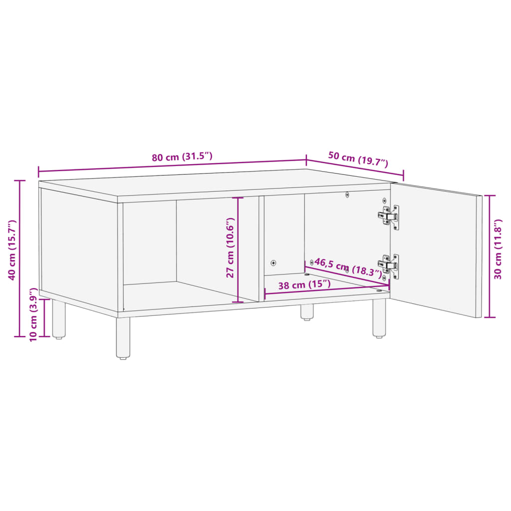 Couchtisch Schwarz 80x50x40 cm Holzwerkstoff