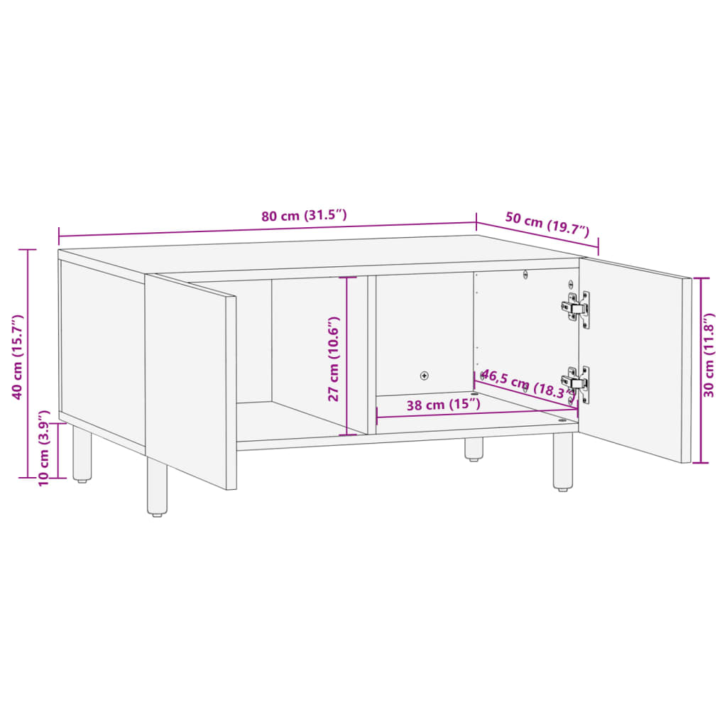 Couchtisch Schwarz 80x50x40 cm Holzwerkstoff