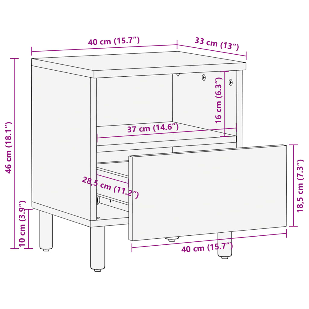 vidaXL Nachttisch Schwarz 40x33x46 cm Holzwerkstoff