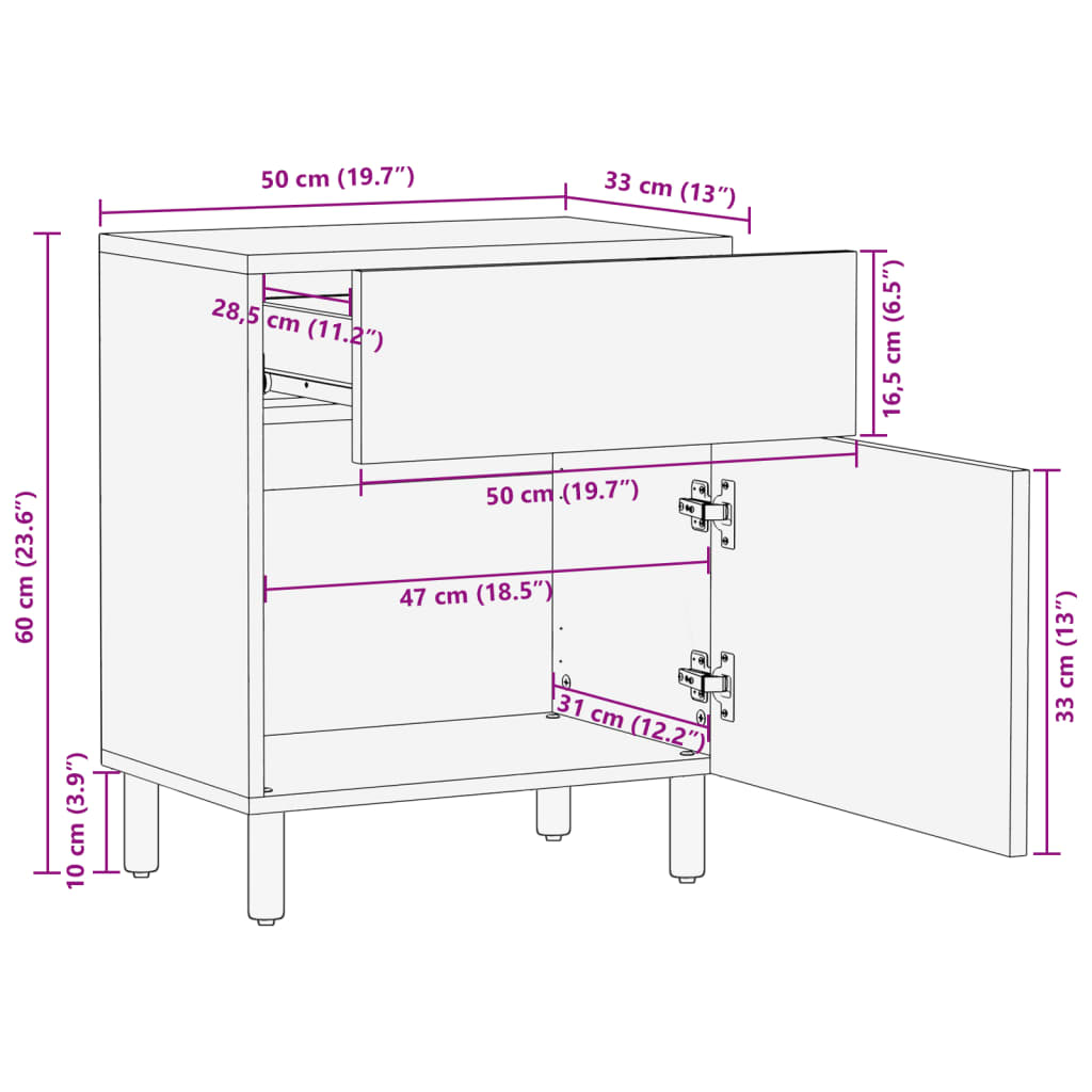 vidaXL Nachttisch Schwarz 50x33x60 cm Holzwerkstoff