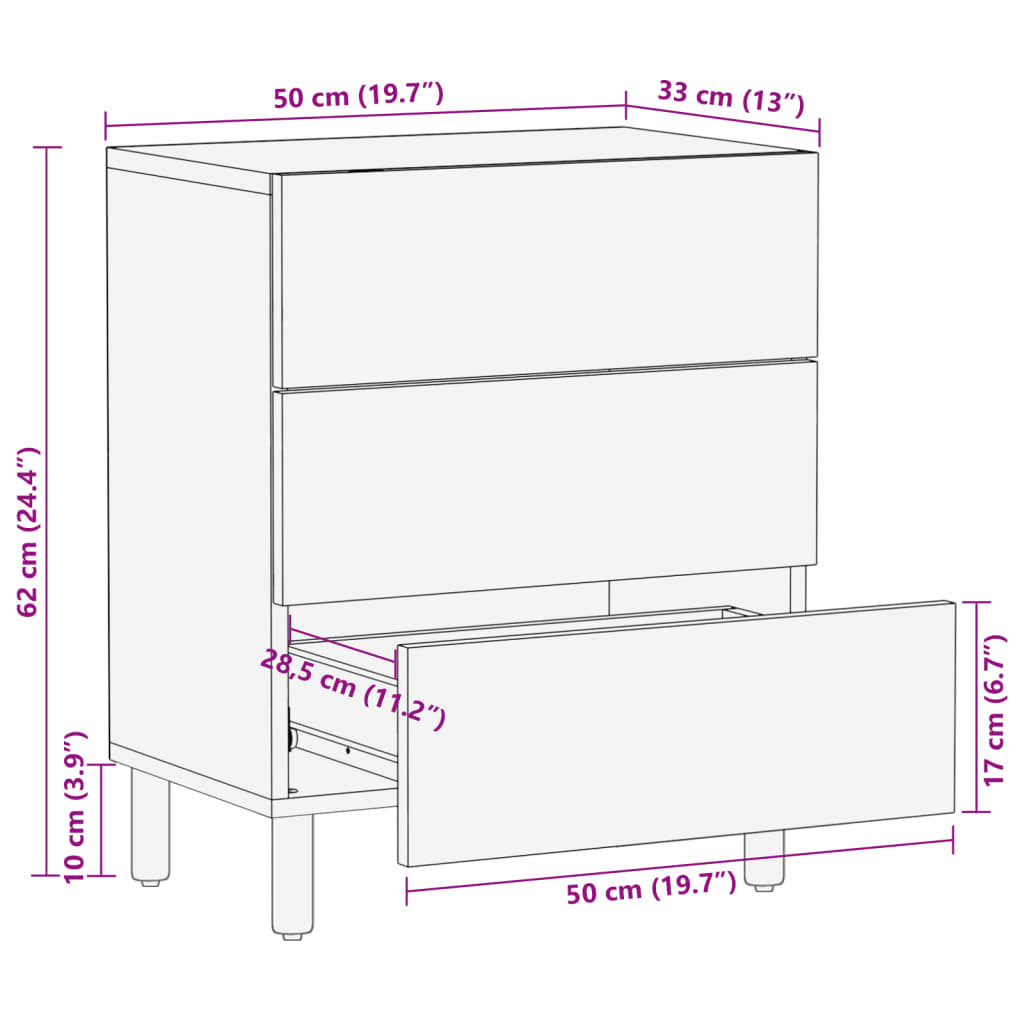 vidaXL Nachttisch Schwarz 50x33x62 cm Holzwerkstoff