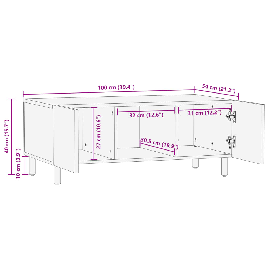 Couchtisch Schwarz 100x54x40 cm Holzwerkstoff