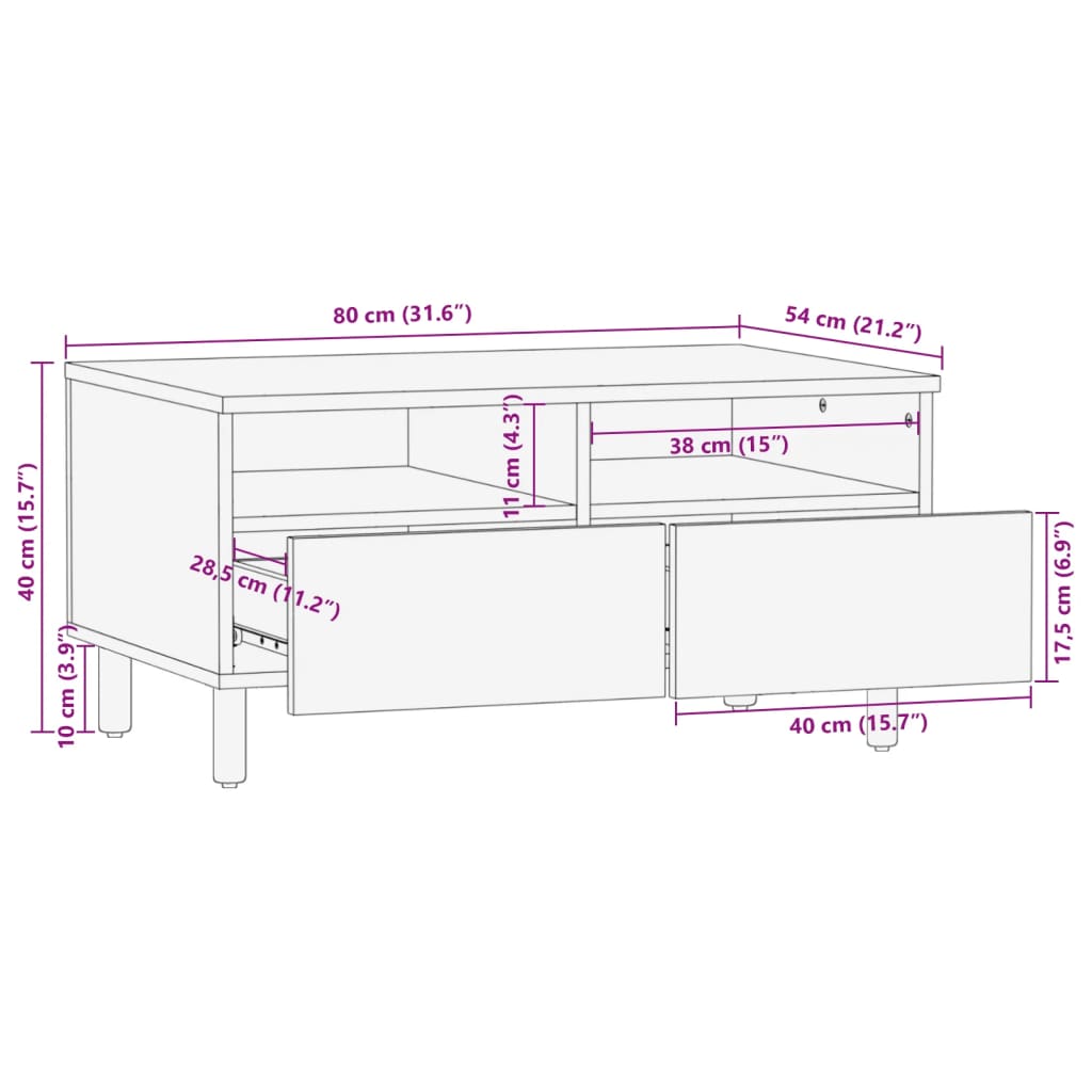 Couchtisch Schwarz 80x54x40 cm Holzwerkstoff