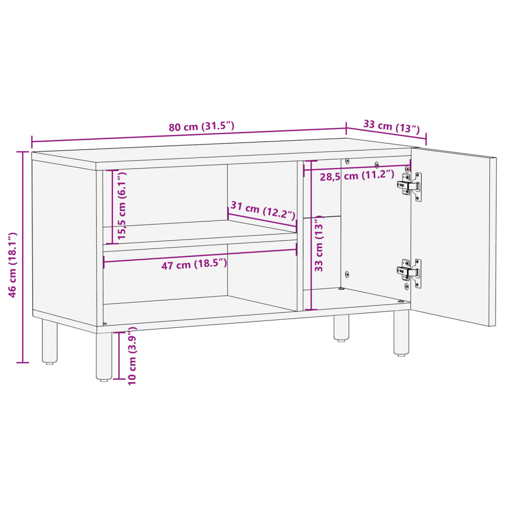 vidaXL TV-Schrank Schwarz 80x33x46 cm Holzwerkstoff