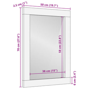 vidaXL Badspiegel Schwarz 50x70x2,5 cm Holzwerkstoff und Messing