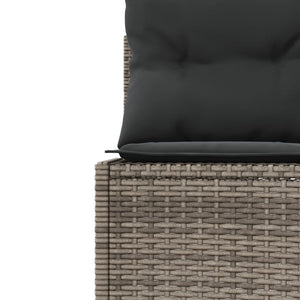 vidaXL Gartensofa mit Tisch und Kissen Halbrund Grau Poly Rattan