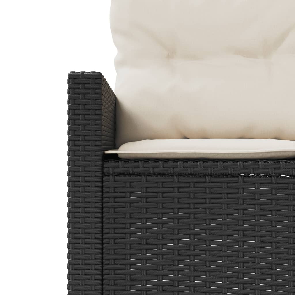 vidaXL Gartensofa mit Kissen Rund Schwarz Poly-Rattan