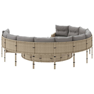 vidaXL Gartensofa mit Kissen Rund Beige Poly-Rattan