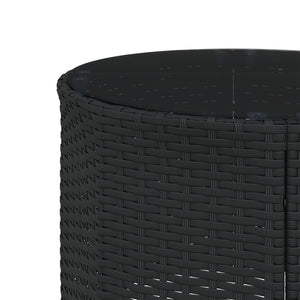 vidaXL Gartensofa mit Tisch und Kissen Rund Schwarz Poly-Rattan