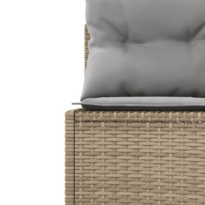 vidaXL Gartensofa mit Tisch und Kissen Rund Beige Poly-Rattan