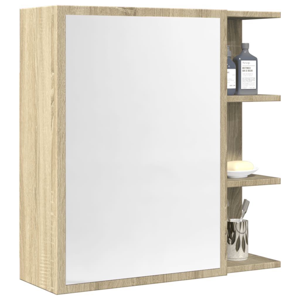 vidaXL Bad-Spiegelschrank Sonoma-Eiche 62,5x20,5x64 cm Holzwerkstoff