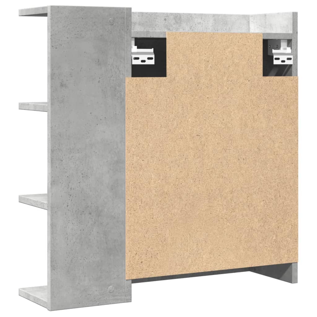 vidaXL Bad-Spiegelschrank Betongrau 62,5x20,5x64 cm Holzwerkstoff