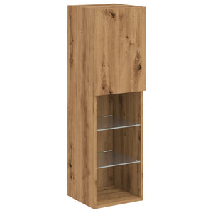 vidaXL TV-Schrank mit LED-Leuchten Artisan-Eiche 30,5x30x102 cm