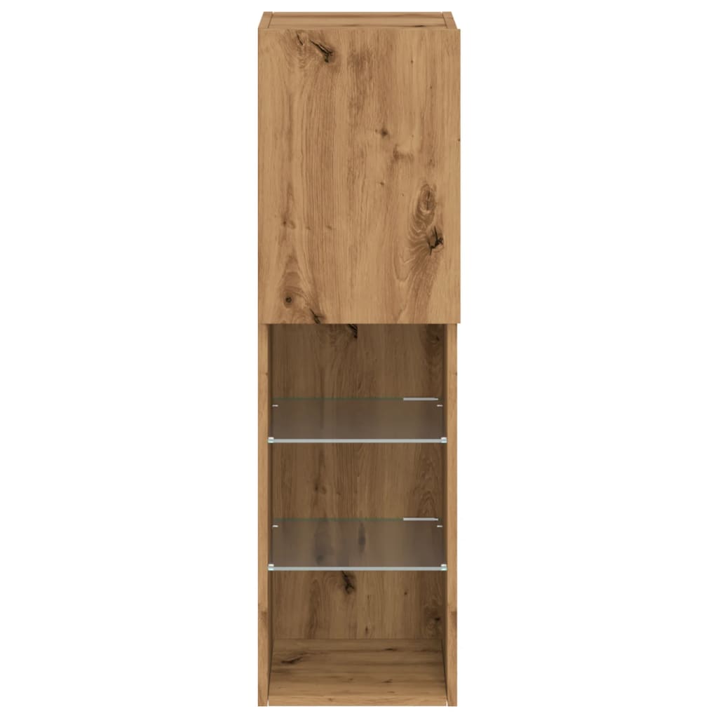 vidaXL TV-Schrank mit LED-Leuchten Artisan-Eiche 30,5x30x102 cm