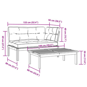vidaXL 2-tlg. Garten-Sofagarnitur aus Paletten mit Kissen Akazienholz