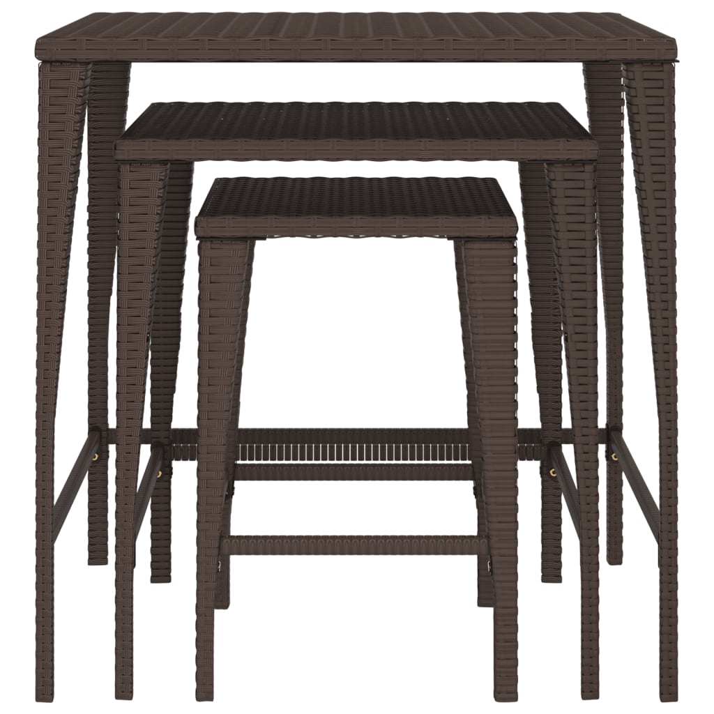 vidaXL Garten-Satztische 3 Stk. Braun Poly Rattan