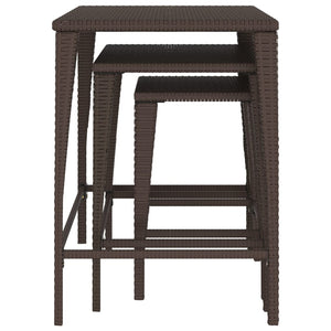 vidaXL Garten-Satztische 3 Stk. Braun Poly Rattan