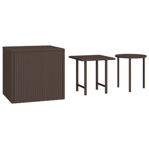 vidaXL Garten-Beistelltische 3 Stk. Braun Poly Rattan