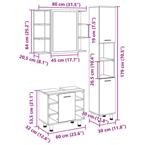 vidaXL 3-tlg. Badmöbel-Set Sonoma-Eiche Holzwerkstoff