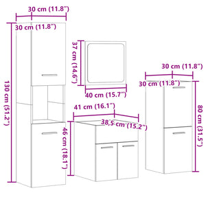 4-tlg. Badmöbel-Set Sonoma-Eiche Holzwerkstoff