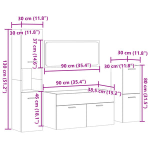 4-tlg. Badmöbel-Set Sonoma-Eiche Holzwerkstoff