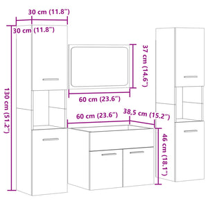 vidaXL 4-tlg. Badmöbel-Set Sonoma-Eiche Holzwerkstoff