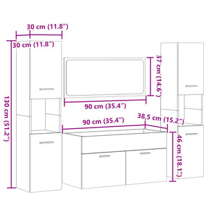 vidaXL 4-tlg. Badmöbel-Set Sonoma-Eiche Holzwerkstoff