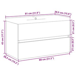 vidaXL Waschbeckenschrank mit Einbaubecken Altholz-Optik 81x39,5x49 cm