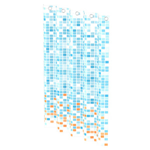 EISL Duschvorhang Blau/Orange Mosaikmuster 200x180x0,2 cm