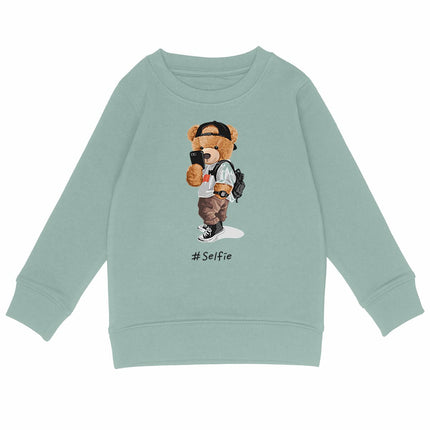 Sweatshirt Teddy Selfie - vorderseite_grün