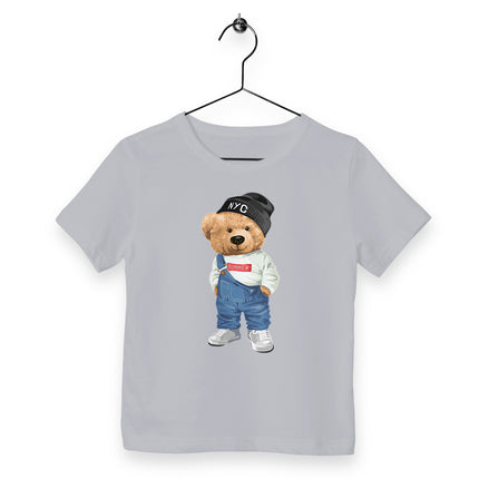 Kinder T-Shirt Teddy Styler - vorderseite_heathergrau