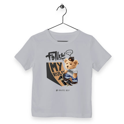 Kindershirt Teddy Skate Boy - vorderseite_heathergrau