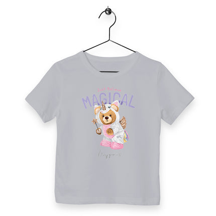 Kinder T-Shirt Teddy Unicorn - vorderseite_heathergrau