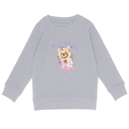 Sweatshirt Teddy Unicorn - vorderseite_heidekrautgrau