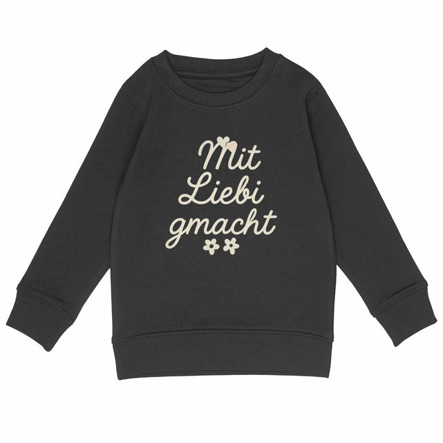 Sweatshirt mit Liebi gmacht - vorderseite_schwarz