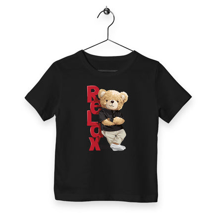Kinder T-Shirt Teddy Relax - vorderseite_schwarz