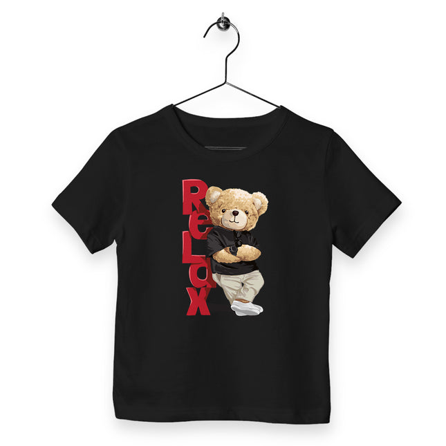 Kinder T-Shirt Teddy Relax - vorderseite_schwarz