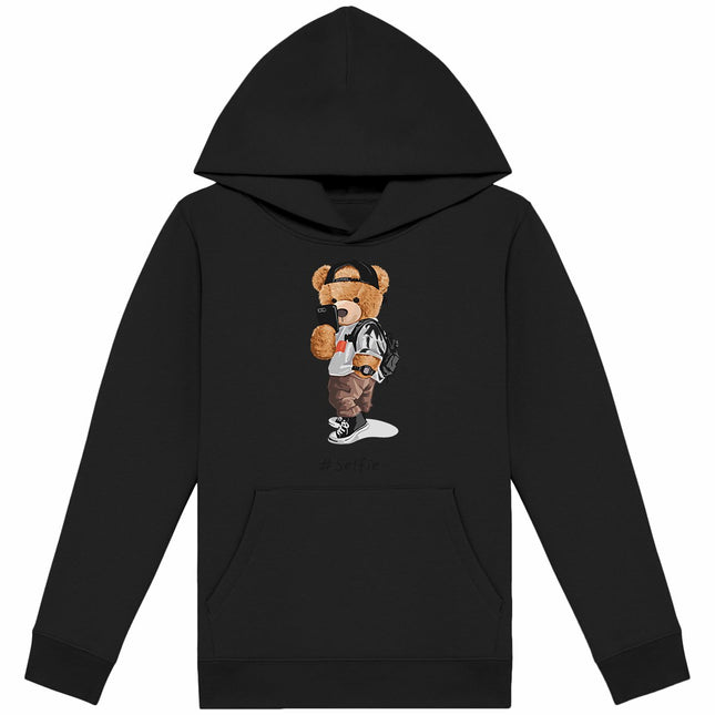 Kapuzenpulli Teddy Selfie - vorderseite_schwarz