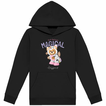 Kappuzenpulli Teddy Unicorn - vorderseite_schwarz