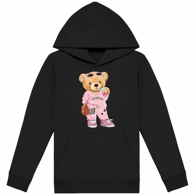 Kappuzenpulli Teddy Pink Lady - vorderseite_schwarz